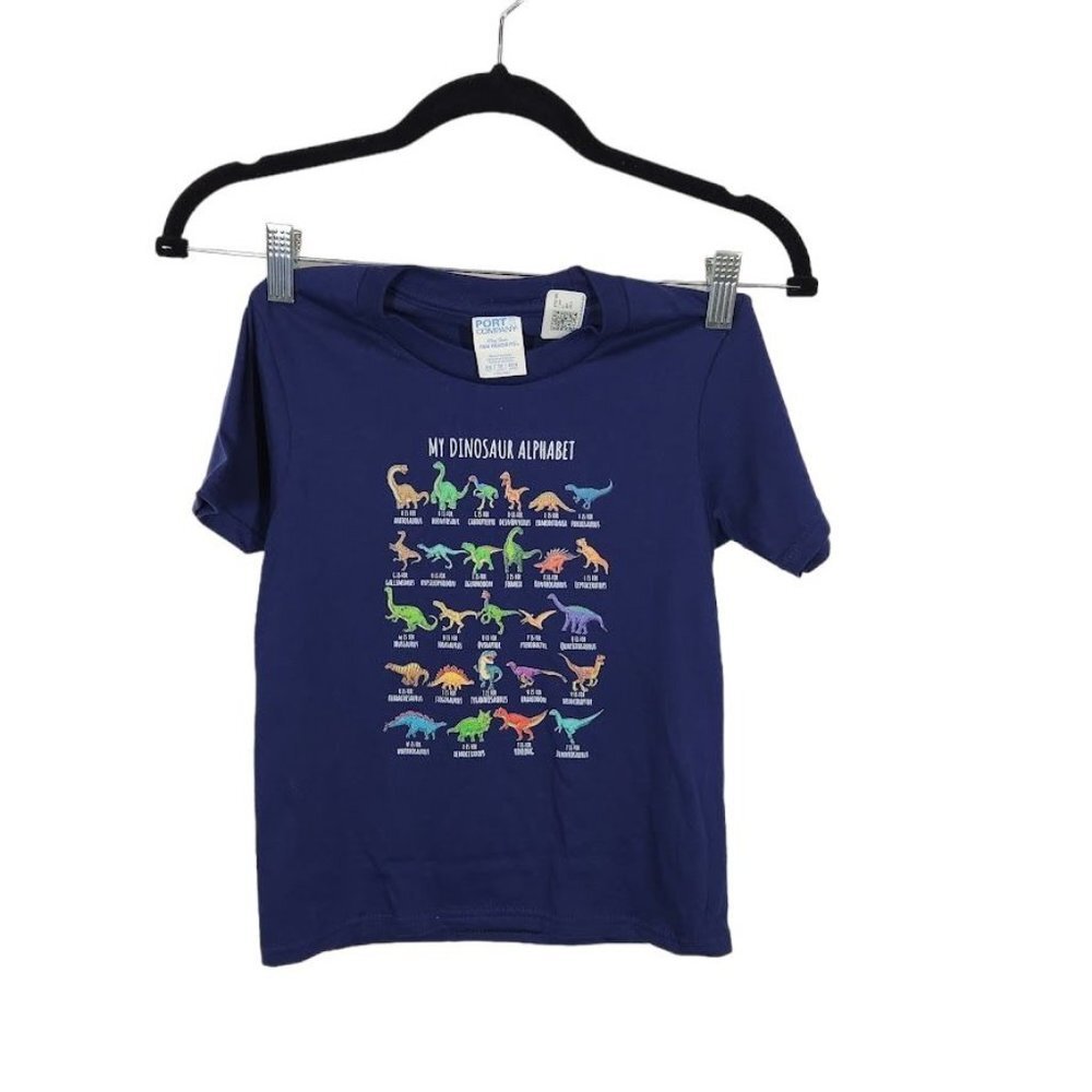 Port & Company My Dinosaur Alphabet Boys T-Shirt‎ in navy blue Size XS
